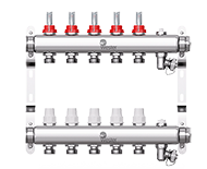 Коллектор W902.4 нерж. Wester 1"-3/4" в сборе с расходомерами на 4 вых.