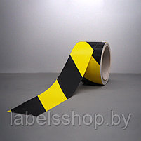 Разметочная / сигнальная самоклеящаяся лента в рулоне, жёлто-чёрная, 50мм * 50 метров, втулка 76 мм, фото 3