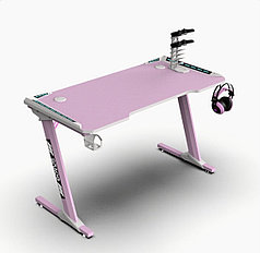 Геймерский стол AOR с подсветкой RGB, розовый