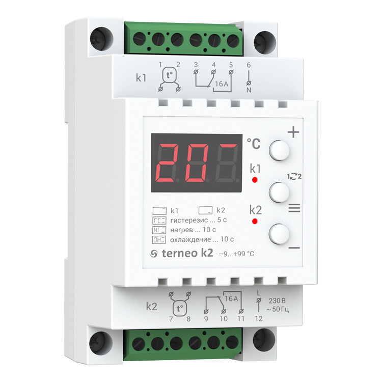 Терморегулятор terneo k2 для систем обогрева и охлаждения - фото 1 - id-p169971926