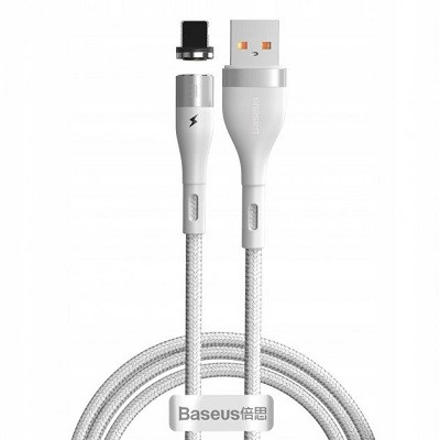 Кабель Baseus Zinc Magnetic Safe Fast Charging Data Cable USB to Lightning 2.4A (CALXC-K02) магнитный 1m белый - фото 1 - id-p169972557