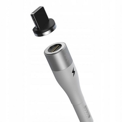 Кабель Baseus Zinc Magnetic Safe Fast Charging Data Cable USB to Lightning 2.4A (CALXC-K02) магнитный 1m белый - фото 2 - id-p169972557