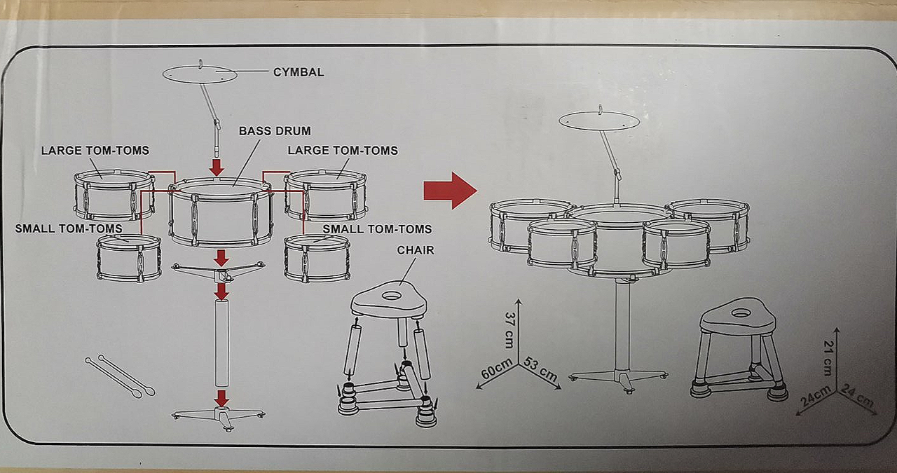 Детская барабанная установка со стульчиком и ударником - фото 2 - id-p98131780