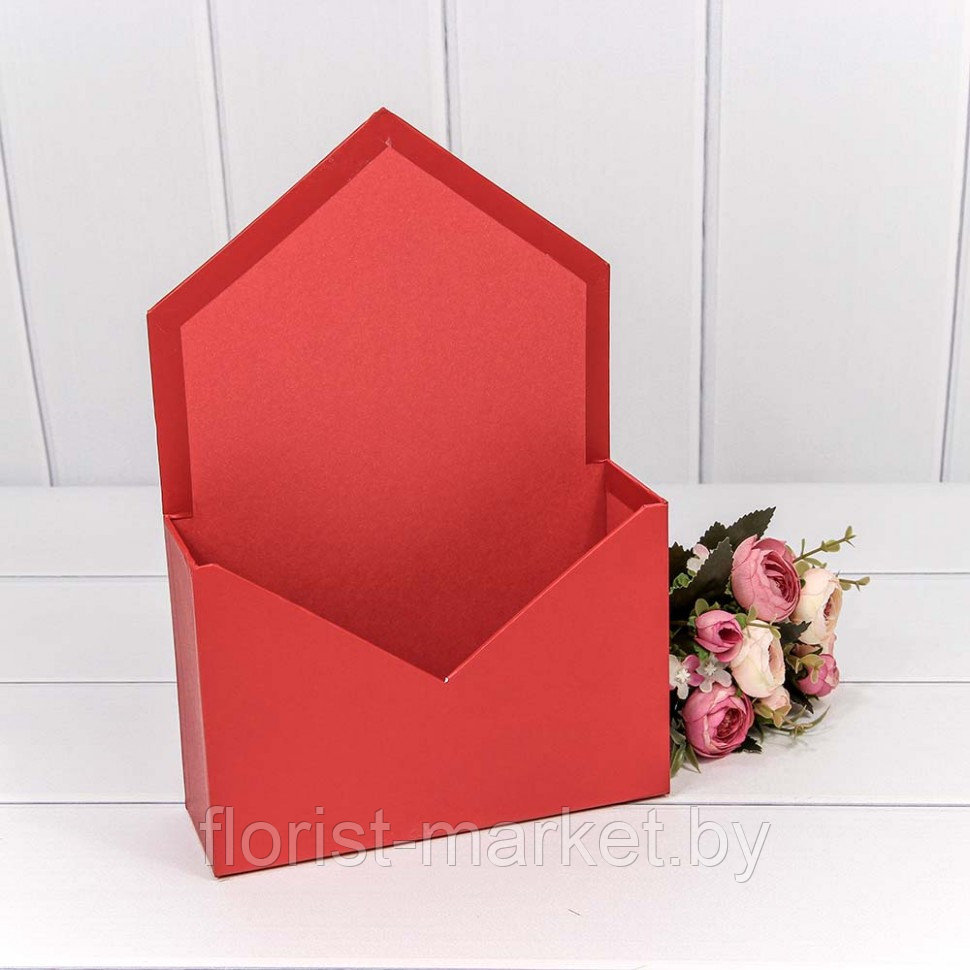 Коробка "Конверт" для цветов 20*30*7 Красный - фото 1 - id-p169975250