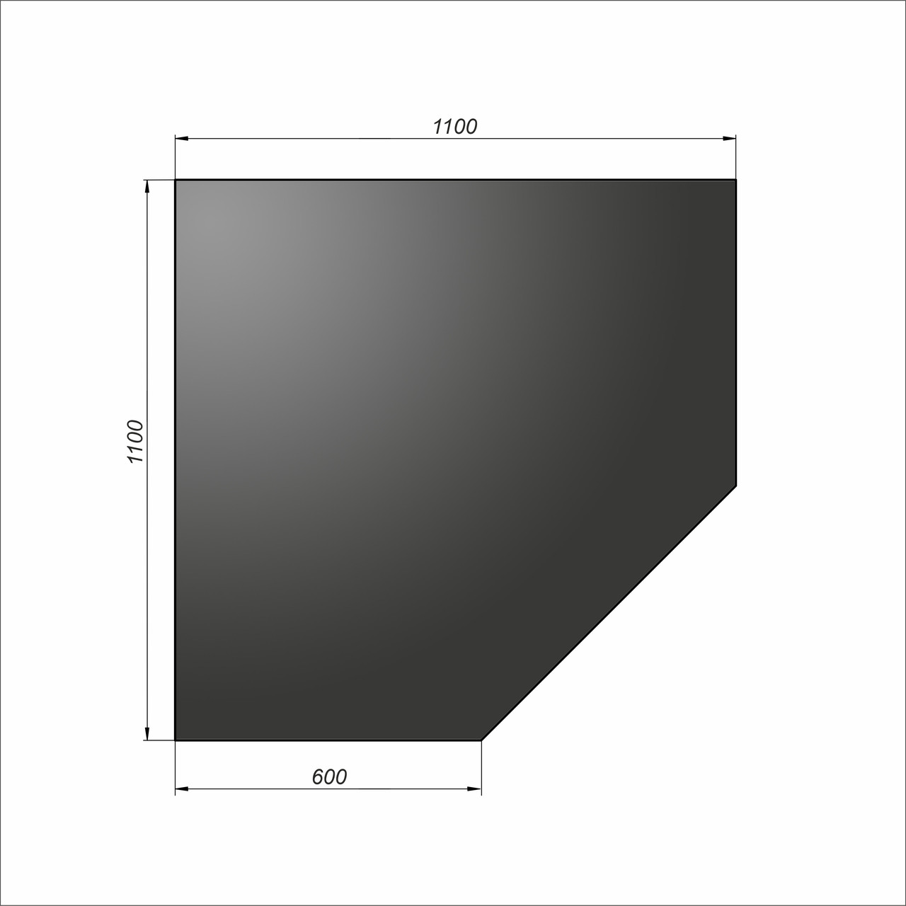 Лист напольный угловой Везувий, 2мм, черный 1000*1000*2 - фото 1 - id-p169996911