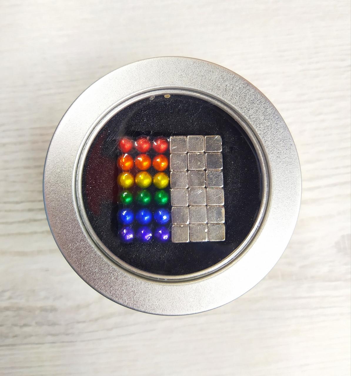 Магнитный конструктор разноцветный "Неокуб", Радуга + кубики 2в1 - фото 3 - id-p170002570