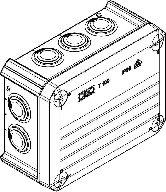 Коробка распред. T 100 без клемм, IP66, 150х116х67мм, 10 вводов М25, серый, полипропилен - фото 3 - id-p170005177
