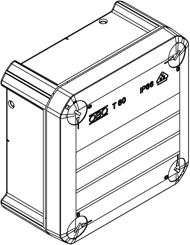 Коробка распред. T 60 OE без клемм, IP66, 114x114x57мм, глухая, серый, полипропилен - фото 3 - id-p170005176