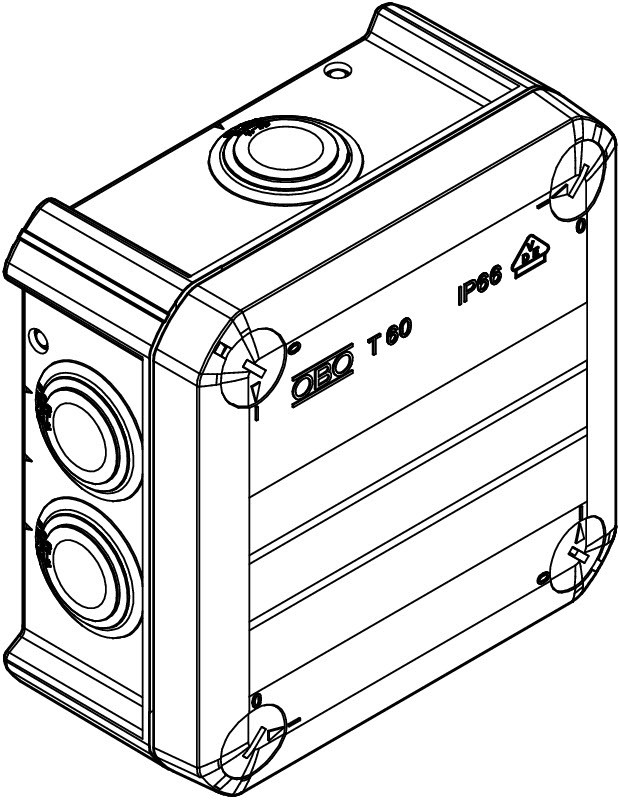 Коробка распред. T 60 без клемм, IP66, 114х114х57мм, 7 вводов М25, серый, полипропилен - фото 3 - id-p170005175