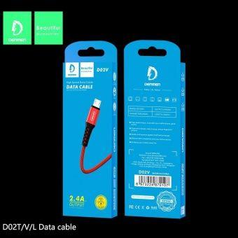 Дата-кабель Denmen D02V Micro (1м.,нейлон 2.4A) цвет: красный - фото 1 - id-p170017859