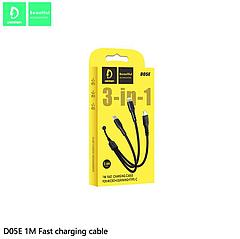 Дата-кабель Denmen D05E  3в1 (Lightning+Micro+Type-C 1м.) цвет: чёрный