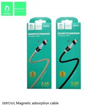 Дата-кабель Denmen D09V  Micro (магнитный,нейлон 1,0 м,2.4 A) цвет: золотой