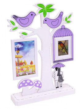 Фоторамка-коллаж (2 фото 4х6. 9х13 см) Семейное дерево. фиолетовая