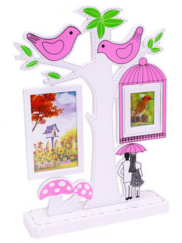 Фоторамка-коллаж (2 фото 4х6. 9х13 см) Семейное дерево. розовая