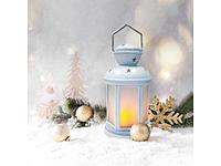 Фонарь декоративный 12х12х20,6 см, белый корпус, теплый белый цвет свечения с эффектом пламени свечи (Класс