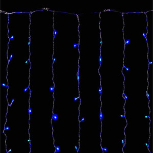 Гирлянда светодиодный занавес 1.4х1.4м 144 LED провод прозрачный.Влагозащищенный.СИНИЙ - фото 1 - id-p111143364