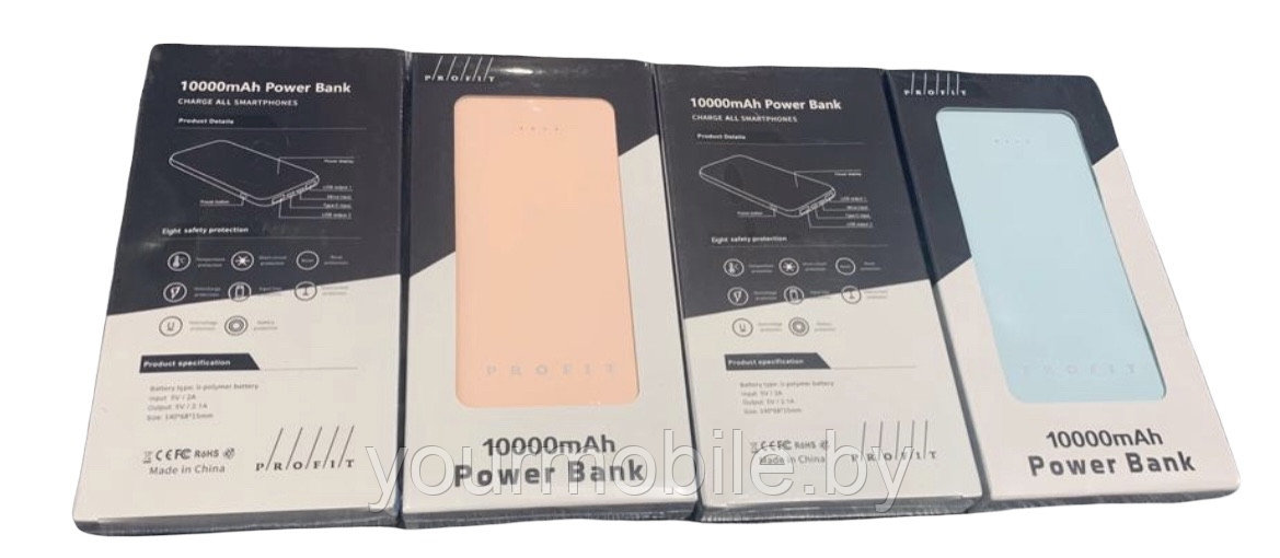 Портативное зарядное устройство Power Bank Profit 10000mAh Розовый - фото 1 - id-p169350062