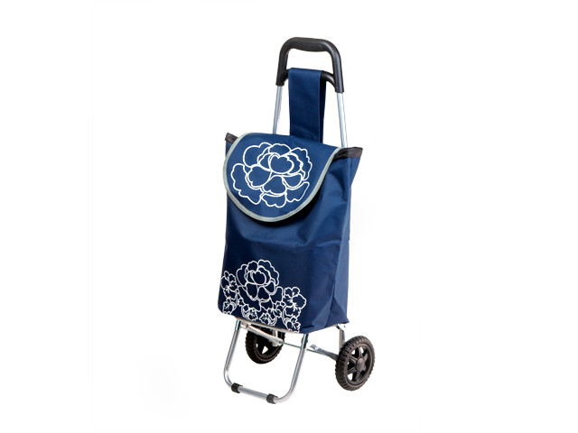 Сумка-тележка хозяйственная на колесах 20 кг, синяя, цветок, PERFECTO LINEA - фото 1 - id-p170033249