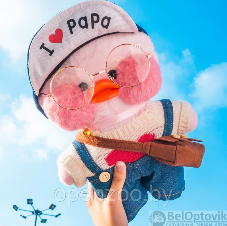Мягкая игрушка уточка Лалафанфан (Lalafanfan duck), плюшевая уточка кукла в очках TikTok/ТикТок - фото 3 - id-p169546022