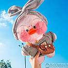 Мягкая игрушка уточка Лалафанфан (Lalafanfan duck), плюшевая уточка кукла в очках TikTok/ТикТок  Баклажановый, фото 9