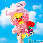 Мягкая игрушка уточка Лалафанфан (Lalafanfan duck), плюшевая уточка кукла в очках TikTok/ТикТок  Бордовый, фото 2
