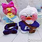 Мягкая игрушка уточка Лалафанфан (Lalafanfan duck), плюшевая уточка кукла в очках TikTok/ТикТок  Бордовый, фото 6