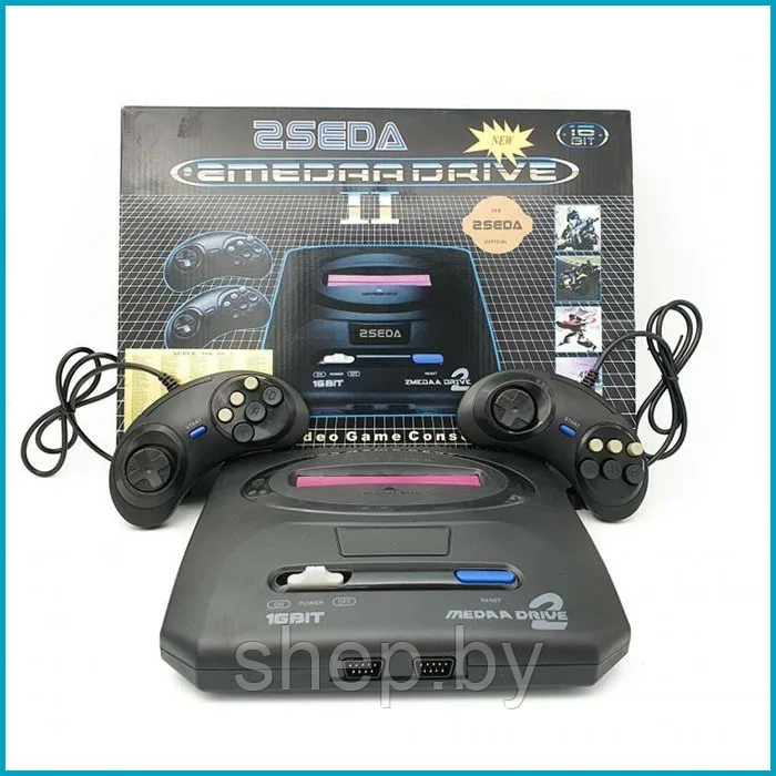 Игровая приставка 16 bit Sega Mega Drive 2 (Сега Мегадрайв) 5 встроенных игр, 2 джойстика. - фото 1 - id-p170047056