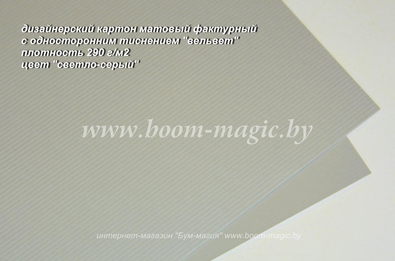 15-003 картон с одност. тиснением "вельвет", цвет "светло-серый", плотность 290 г/м2, формат А4 - фото 1 - id-p170049496