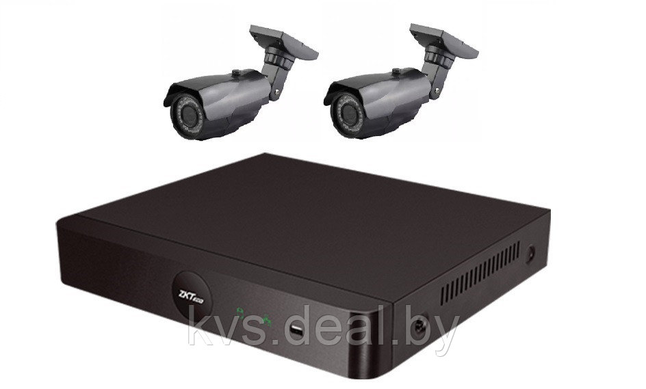 IP комплект уличного видеонаблюдения на 2 камеры ZKTeco 3 Мп c POE