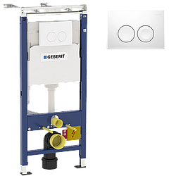 Инсталляция для унитаза Geberit Duofix Plattenbau H112 с кнопкой смыва Delta50, белая