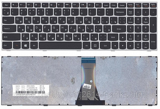 Клавиатура для ноутбука Lenovo IdeaPad G50-30, G50-45, G50-70, B50-30 черная, рамка серая - фото 1 - id-p101236834