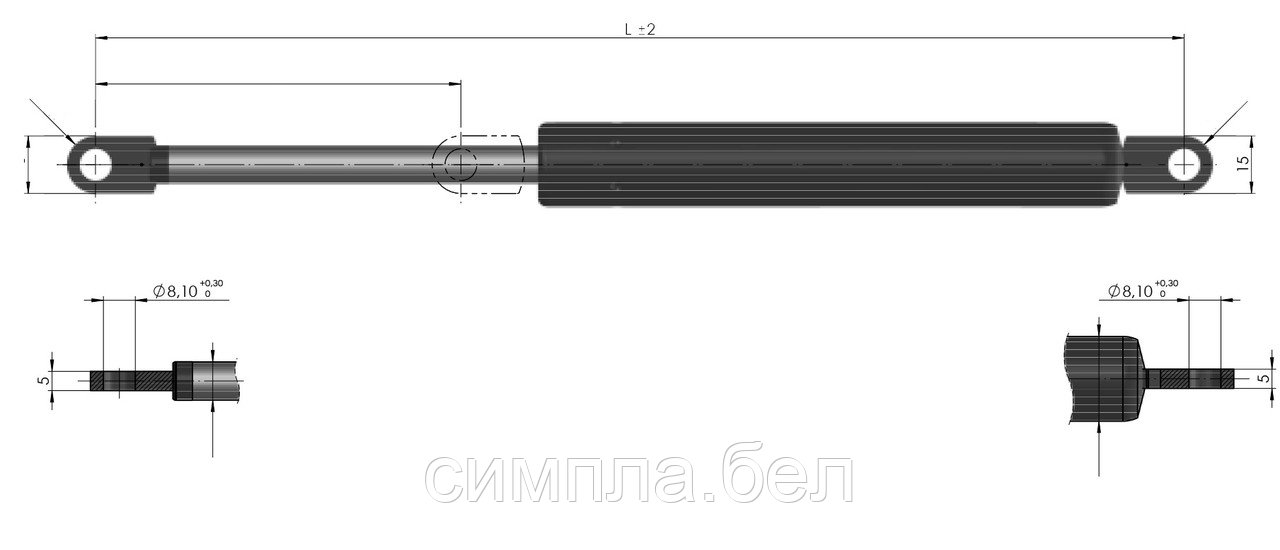 Газовые пружины Suspa 16-2-201-173-А107-В23 – F1 (016 25029, 016 24029)