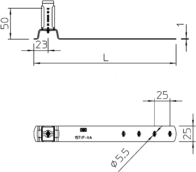 Держатель 157 F-VA 230 проводника Ø8мм на листовой кровле, L=230мм, h=38.5мм, нерж. сталь OBO BETTERMANN - фото 2 - id-p170074173