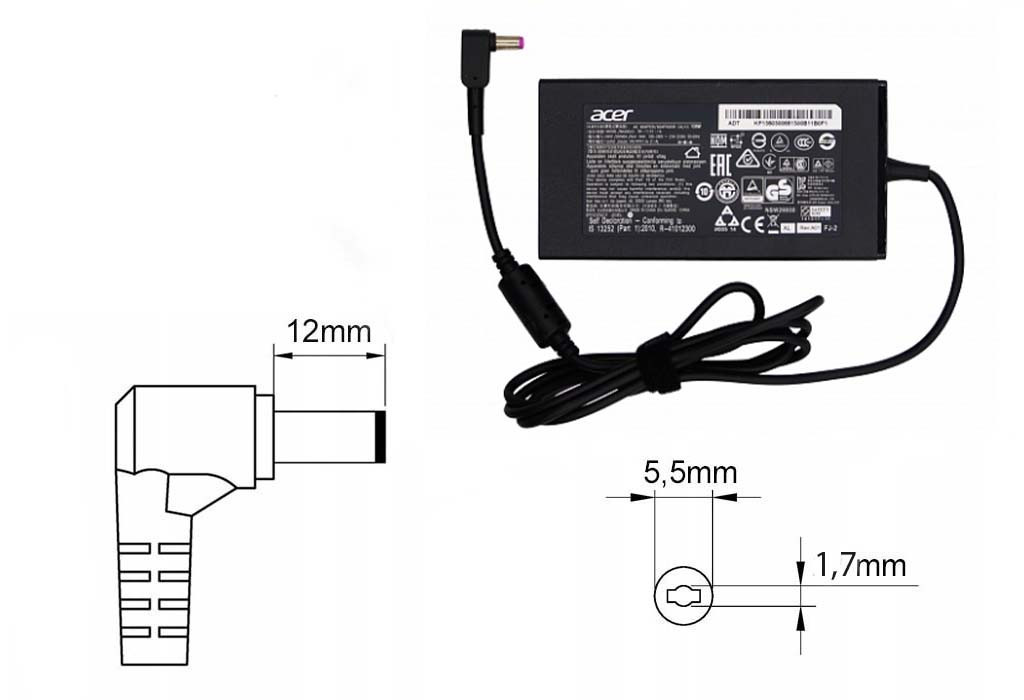 Оригинальная зарядка (блок питания) для ноутбука Acer ADP-135KB T, 135W, штекер 5.5x1.7 мм (New Type) - фото 1 - id-p170091221