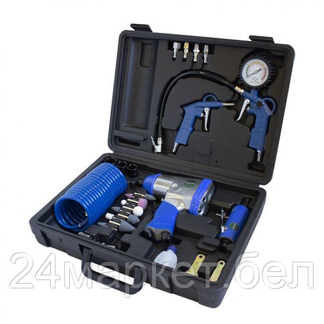 Набор инструментов пневматических с аксессуарами 15пр(гайковерт-320н/м,пневмозач.машинка-цанга 6мм,25000, фото 2