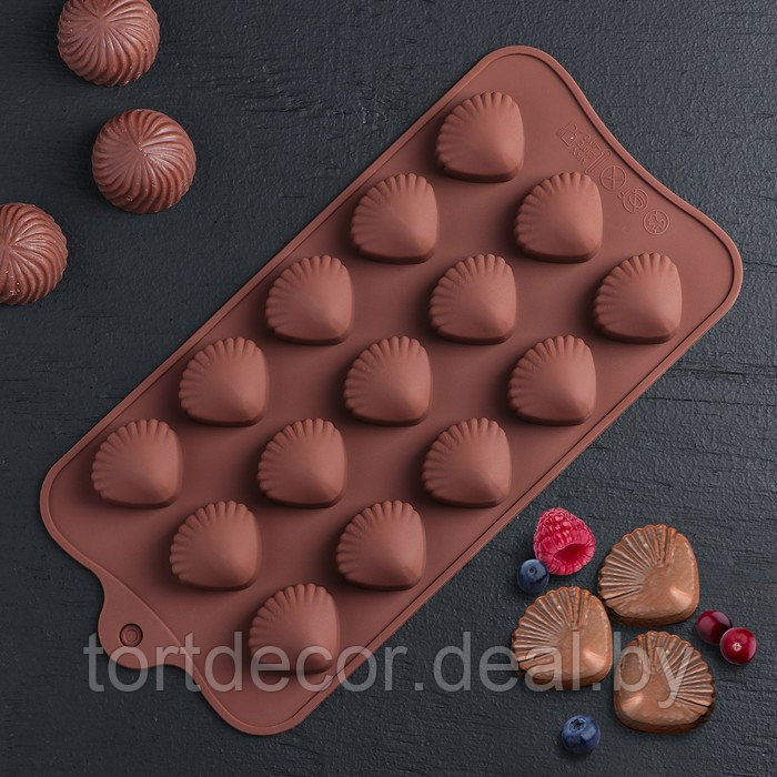 Форма для льда и шоколада «Ракушки», 15 ячеек, цвет шоколадный - фото 1 - id-p170111975