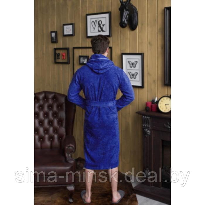 Халат махровый мужской, размер 62, цвет синий - фото 2 - id-p170087049