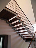 Металлическая лестница на второй этаж, двухкосоурная, фото 7