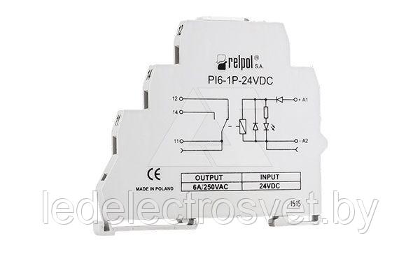 Реле интерфейсное PI6-1P-24VDC, 1CO, 6A(250VAC), 24VDC, LED, моноблок, W=6.2mm - фото 1 - id-p170047122