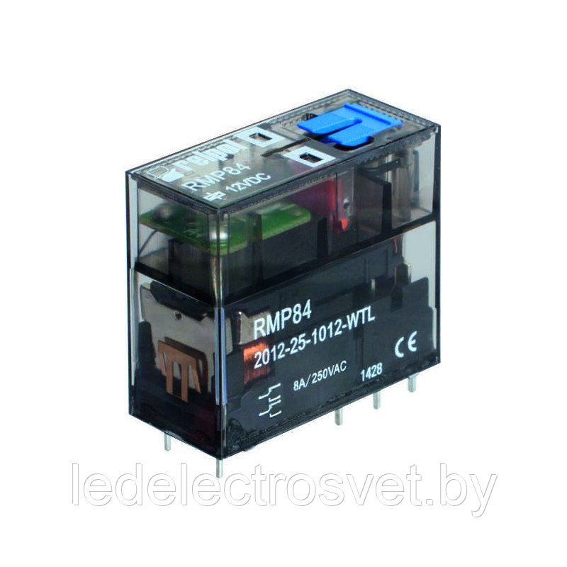 Реле RMP84-2012-25-1024-WT, 2CO, 8A(250VAC), 24VDC, мех. инд., тест- кнопка, IP40