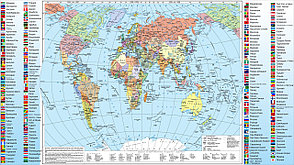 Карта мира с флагами стран 1244х700мм