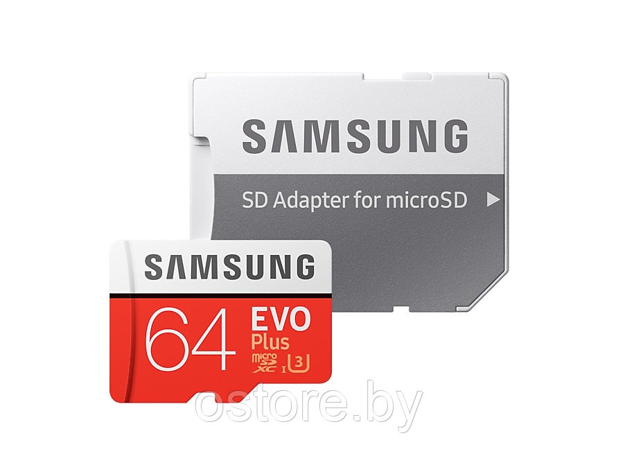 Карта памяти Samsung EVO Plus microSDXC 64GB + адаптер - фото 1 - id-p170165318