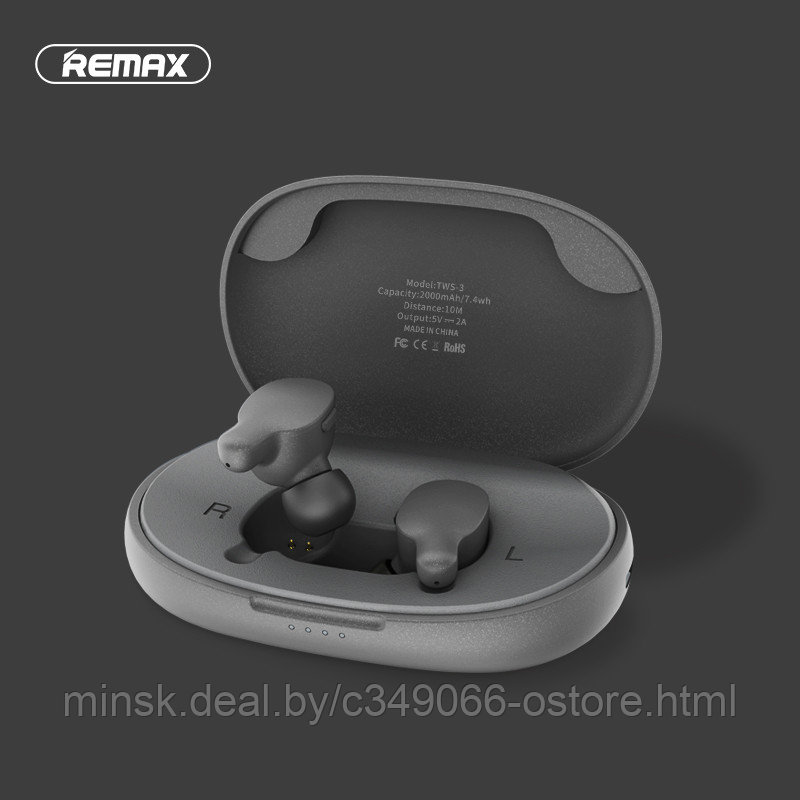 Беспроводные наушники Remax TWS-3 True Wireless Stereo Gray (Серый)