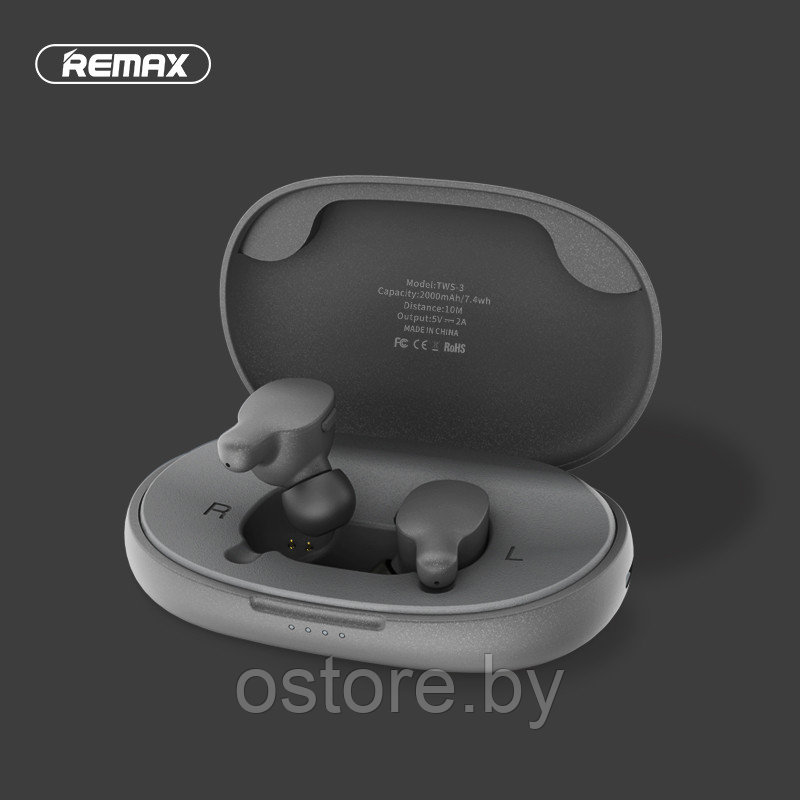 Беспроводные наушники Remax TWS-3 True Wireless Stereo Gray (Серый) - фото 1 - id-p170165329