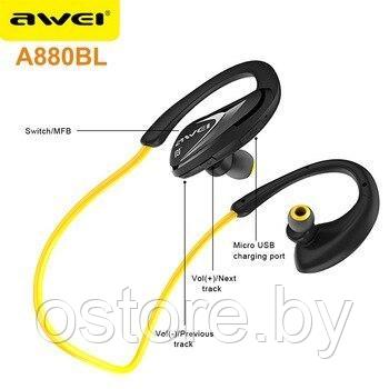 Наушники спортивные Awei A880BL Беспроводная гарнитура Bluetooth v4.0 - фото 2 - id-p170165375