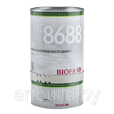 Двухкомпонентное масло для светлых пород древесины BIOFA 8688 Bianco, фото 2