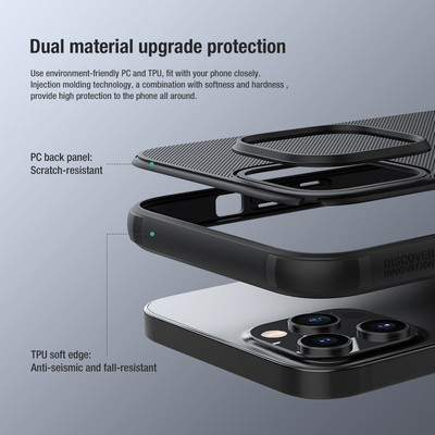 Пластиковый чехол с подставкой Nillkin Super Frosted Shield Pro Черный для Apple iPhone 12 Pro Max - фото 4 - id-p170165760