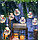Новогодняя светодиодная гирлянда штора Шарики с Дедам Морозам внутри, фото 2