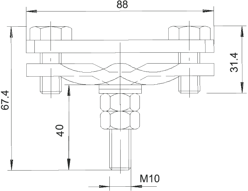 Клемма 250 A-BO универсальная для крестового соединения проводников Ø6-22мм и полосы max FL50, с болтом - фото 2 - id-p170074198