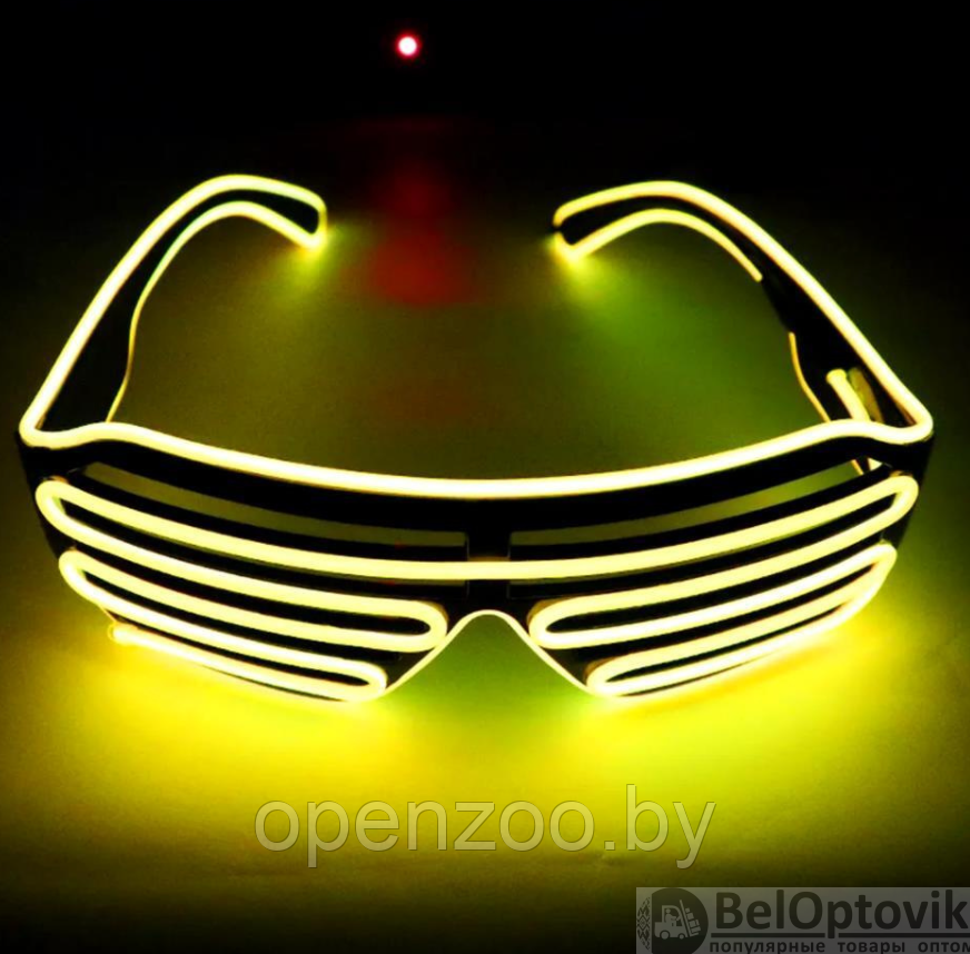 Светодиодные очки EL Wire для вечеринок с подсветкой (три режима подсветки) Желтые - фото 3 - id-p170173399